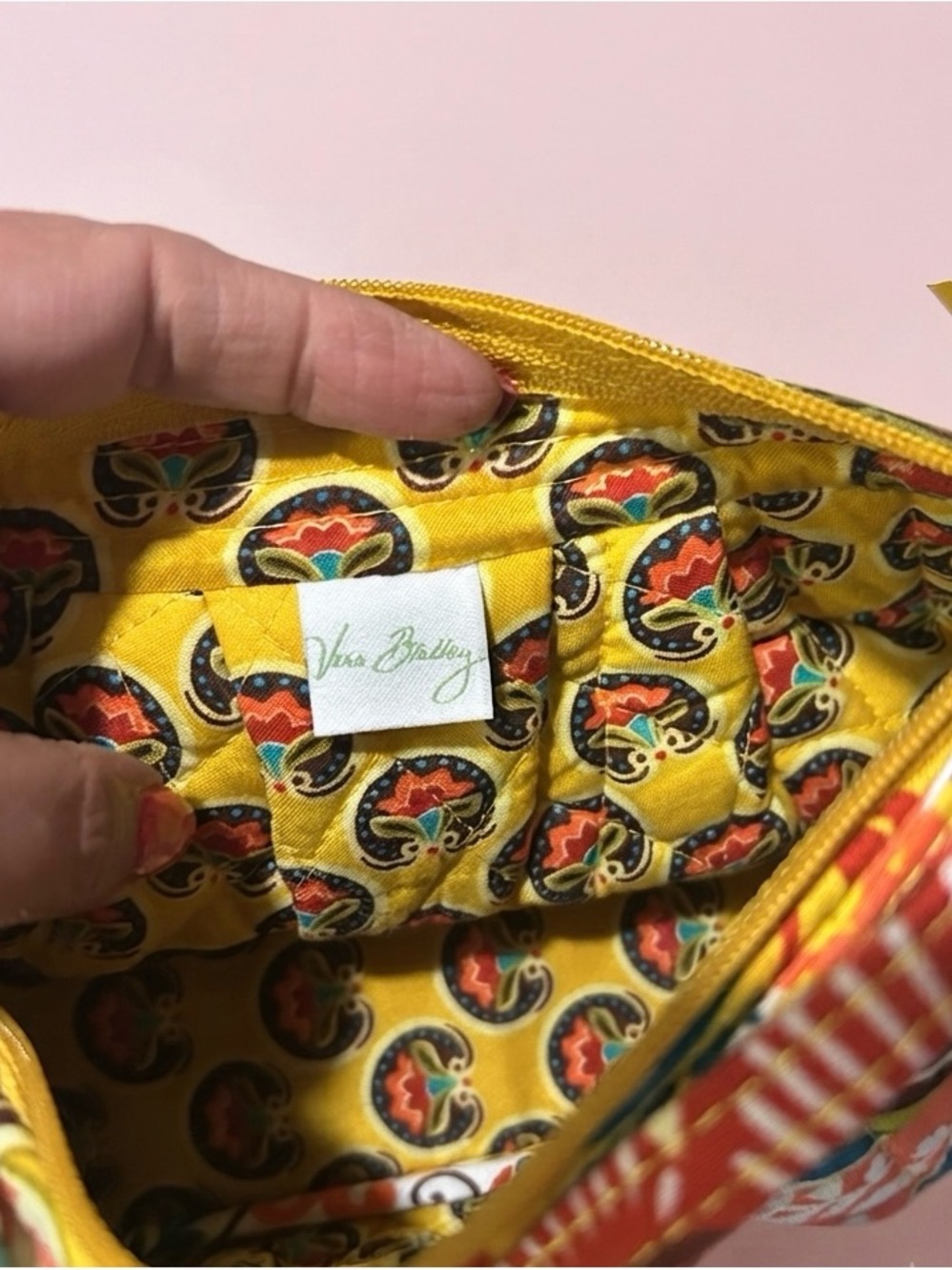 Vera Bradley Yellow Quilted Mini Shoulder Bag with Multicolor Floral Print - Picture 4 of 6